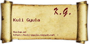 Kuli Gyula névjegykártya